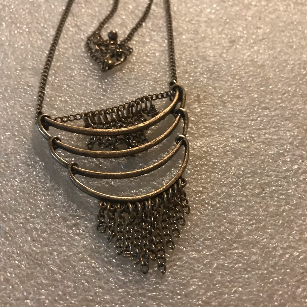 Vintage-Inspired Brass Fringe Pendant Necklace - Women Jewelry